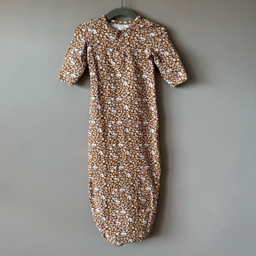 Mebie Baby Cotton Floral Print Knotted Sleep Gown Size 0-3 months